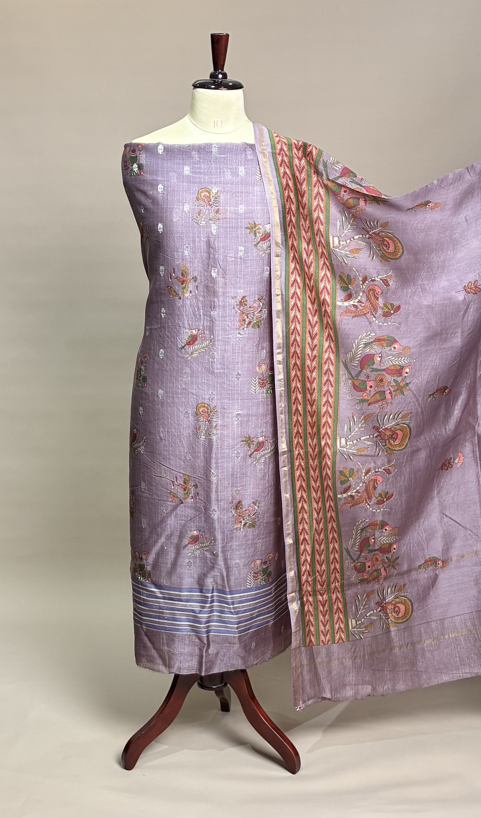 Maheshwari Suit Piece - Lavender