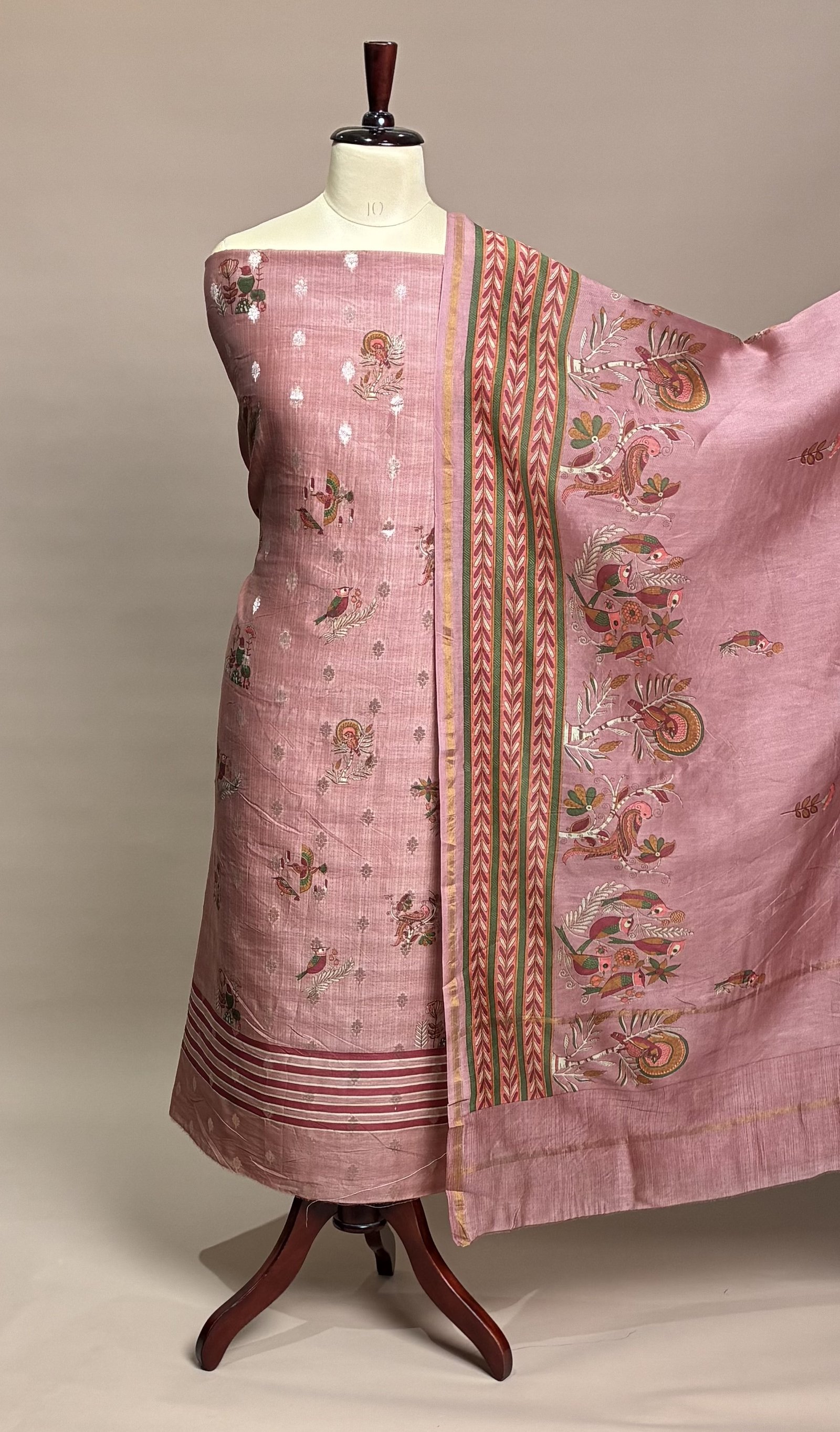 Maheshwari Suit Piece - Blush Pink