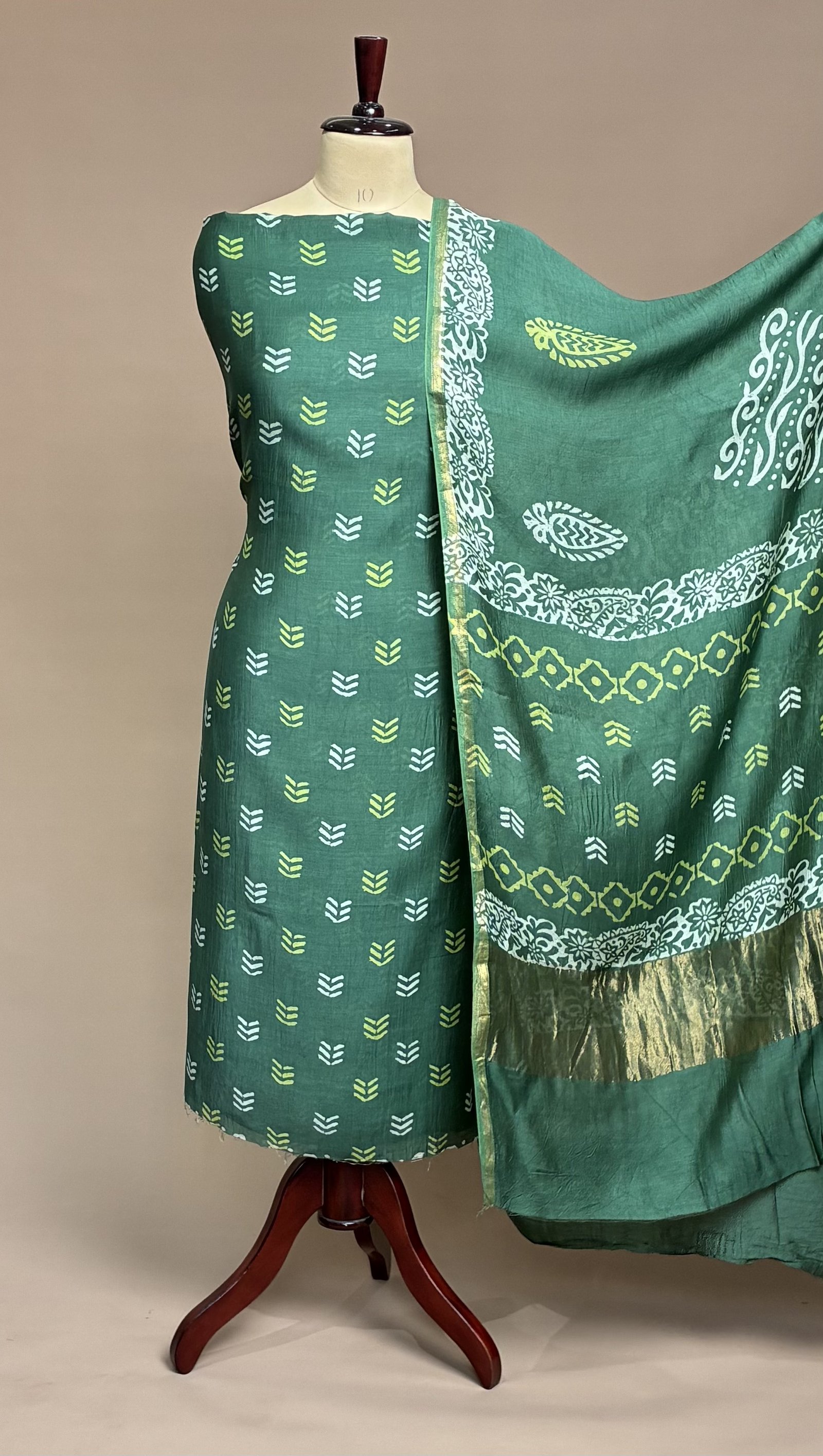 Maheshwari Suit Piece - Meadow Green